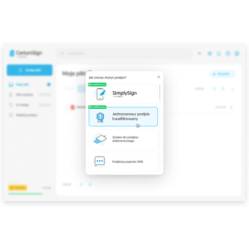 Jednorazowy podpis kwalifikowany w CertumSign